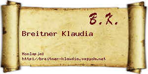 Breitner Klaudia névjegykártya